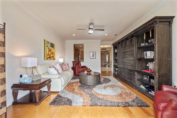 Interior, Living room, Recessed Lighting, Wood Texture Flooring