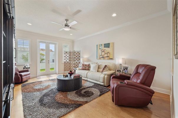 Interior, Living room, Recessed Lighting, Wood Texture Flooring