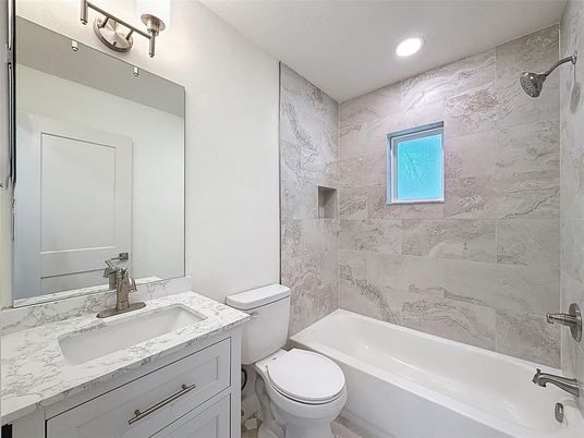 Bathroom, Interior, Marble Walls, Recessed Lighting