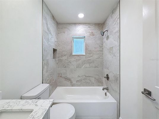 Bathroom, Interior, Marble Walls, Recessed Lighting