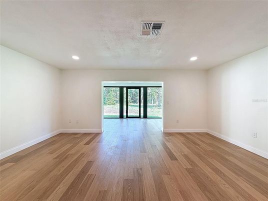 Empty room, Interior, Recessed Lighting, Wood Texture Flooring