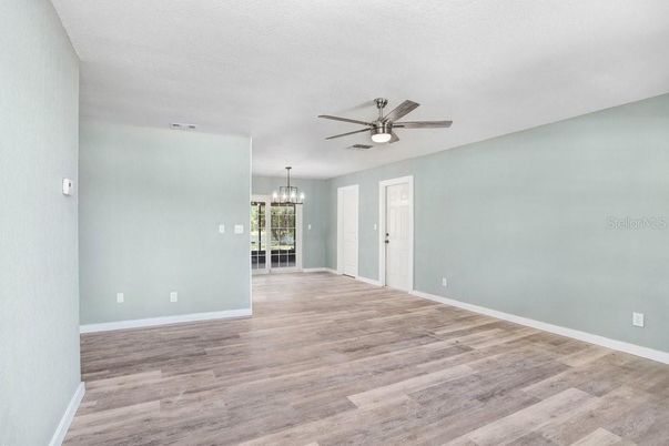 Chandelier, Empty room, Interior, Wood Texture Flooring