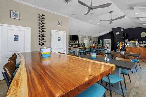 Dining room, Interior, Recessed Lighting, Wood Texture Flooring