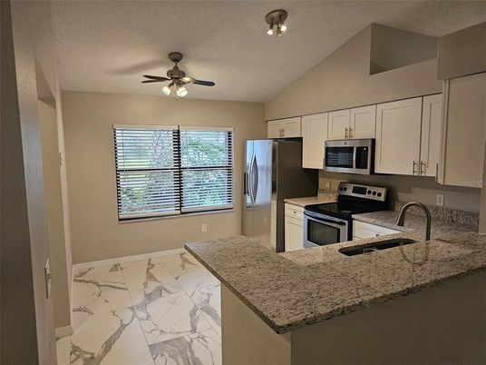 Interior, Kitchen, Marble, Stainless Steel Appliances