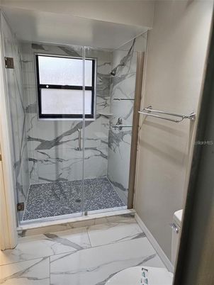 Bathroom, Glass Shower, Interior, Marble, Marble Walls