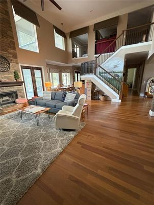 Fireplace, Interior, Living room, Wood Texture Flooring