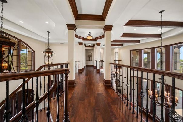 Interior, Pendant Lights, Recessed Lighting, Wooden Beams, Wood Texture Flooring