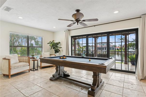 Billiard Table, Game Room, Interior, Recessed Lighting