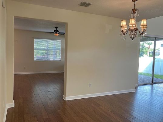 Chandelier, Empty room, Interior, Wood Texture Flooring