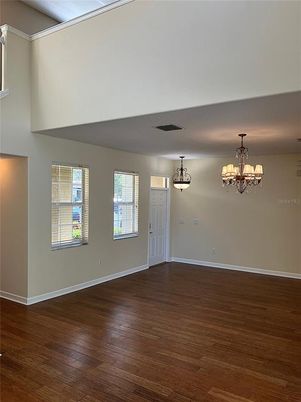 Chandelier, Empty room, Interior, Wood Texture Flooring