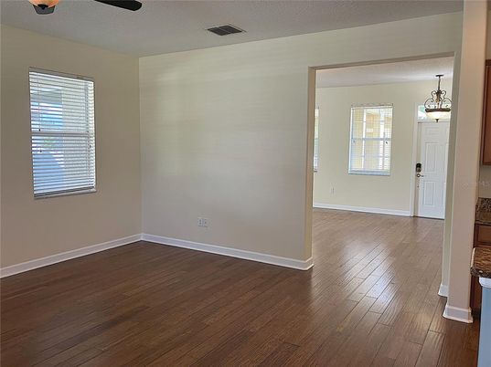 Empty room, Interior, Pendant Lights, Wood Texture Flooring
