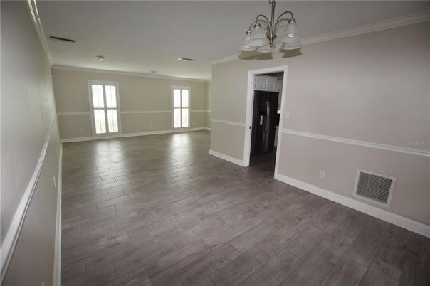 Chandelier, Empty room, Interior, Wood Texture Flooring