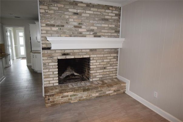 Fireplace, Interior, Stone Walls, Wood Texture Flooring