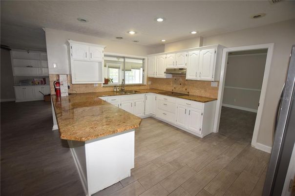 Interior, Kitchen, Recessed Lighting, Wood Texture Flooring