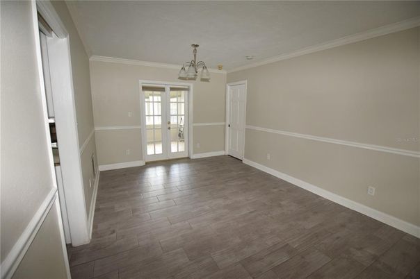 Chandelier, Empty room, Interior, Wood Texture Flooring