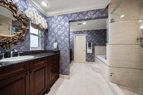 Bathroom, Dual Sink Vanities, Glass Shower, Interior, Recessed Lighting
