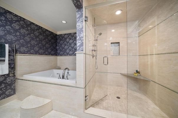Bathroom, Glass Shower, Interior, Recessed Lighting