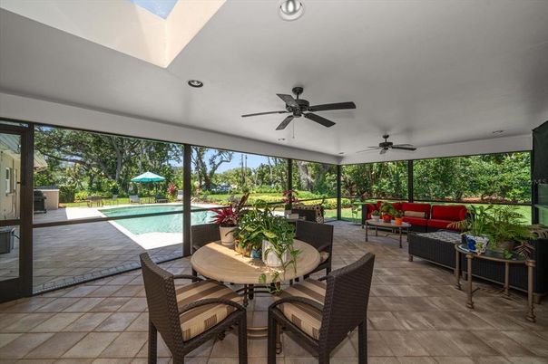 Dining room, Interior, Living room, Pool, Recessed Lighting