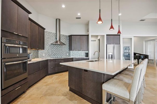 Interior, Kitchen, Pendant Lights, Recessed Lighting, Stainless Steel Appliances