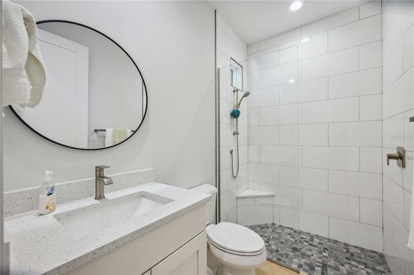 Bathroom, Glass Shower, Interior, Recessed Lighting