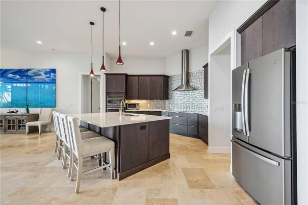 Dining room, Interior, Kitchen, Pendant Lights, Recessed Lighting, Stainless Steel Appliances