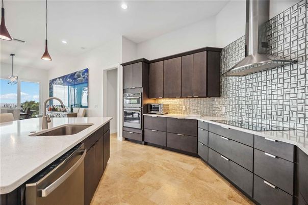 Interior, Kitchen, Pendant Lights, Recessed Lighting, Stainless Steel Appliances