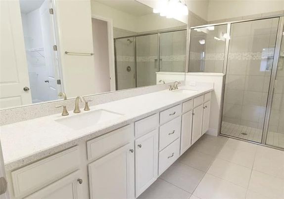 Bathroom, Dual Sink Vanities, Glass Shower, Interior
