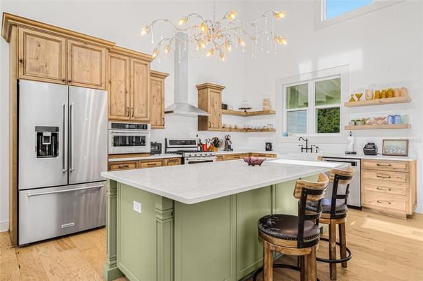 Interior, Kitchen, Stainless Steel Appliances, Wood Texture Flooring