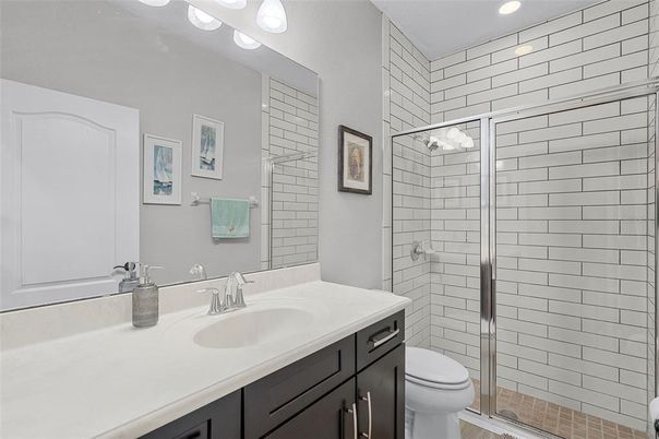 Bathroom, Glass Shower, Interior, Recessed Lighting