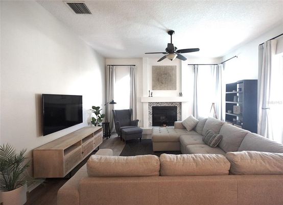 Fireplace, Interior, Living room, Wood Texture Flooring