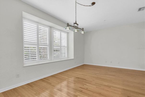 Empty room, Interior, Pendant Lights, Wood Texture Flooring