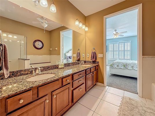 Bathroom, Dual Sink Vanities, Glass Shower, Interior