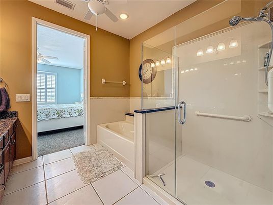 Bathroom, Glass Shower, Interior, Recessed Lighting