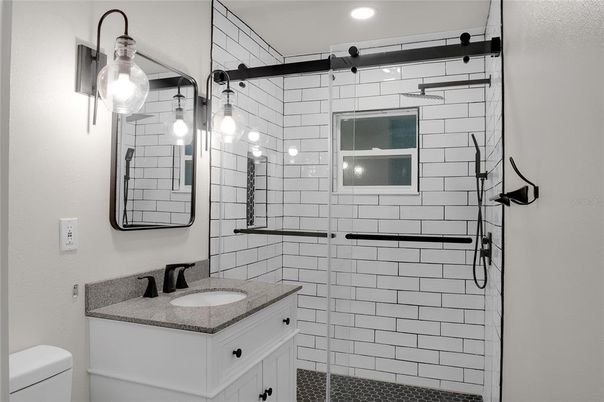 Bathroom, Glass Shower, Interior, Recessed Lighting