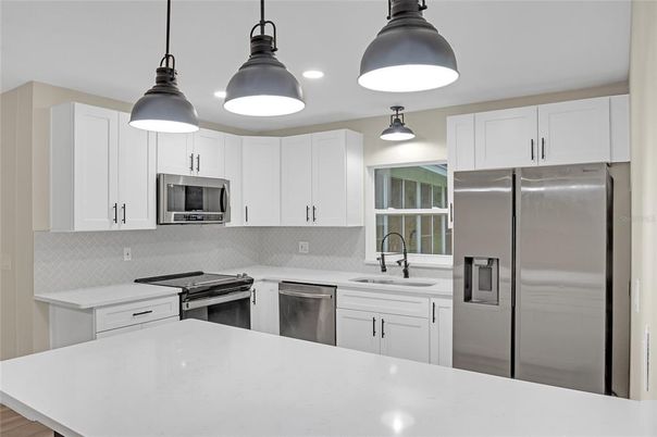 Interior, Kitchen, Pendant Lights, Stainless Steel Appliances