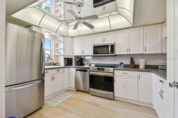Interior, Kitchen, Stainless Steel Appliances, Wood Texture Flooring