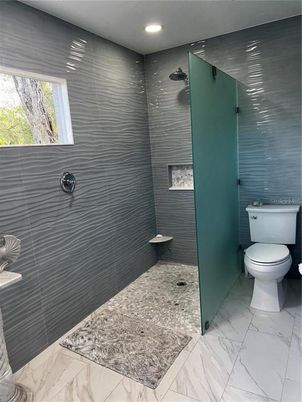 Bathroom, Glass Shower, Interior, Marble, Recessed Lighting