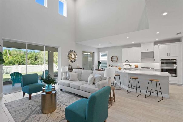 Interior, Kitchen, Living room, Recessed Lighting, Stainless Steel Appliances, Wood Texture Flooring
