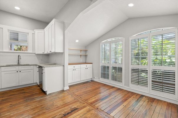 Interior, Kitchen, Recessed Lighting, Wood Texture Flooring