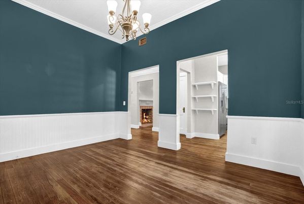 Chandelier, Empty room, Interior, Wood Texture Flooring