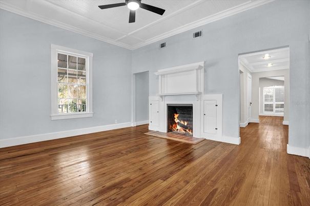 Empty room, Fireplace, Interior, Wood Texture Flooring