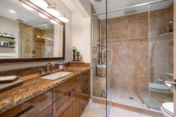 Bathroom, Glass Shower, Interior, Recessed Lighting