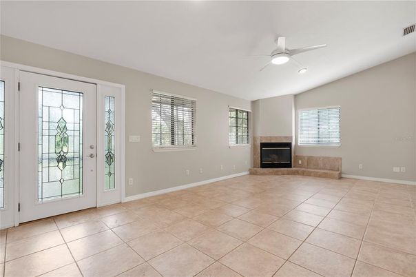 Empty room, Fireplace, Interior, Recessed Lighting