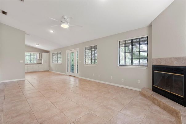 Empty room, Fireplace, Interior, Recessed Lighting
