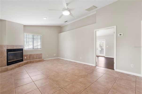 Empty room, Fireplace, Interior, Recessed Lighting