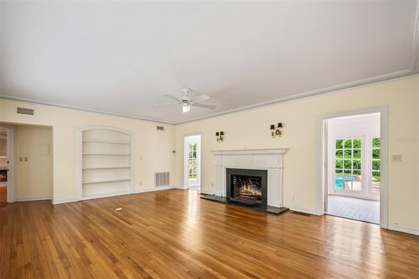Empty room, Fireplace, Interior, Wood Texture Flooring