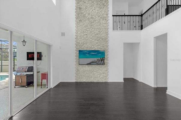 Interior, Stone Walls, Wood Texture Flooring