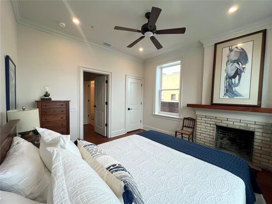 Bedroom, Fireplace, Interior, Recessed Lighting