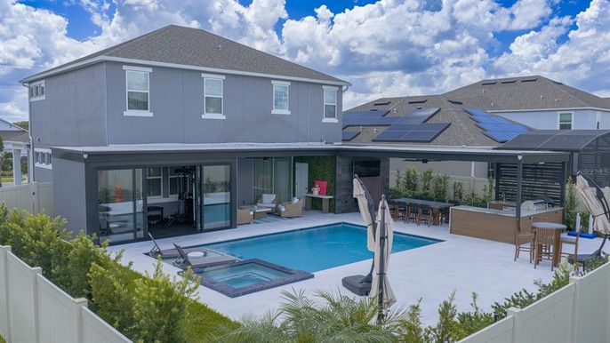 Exterior, Pool, Solar Panels