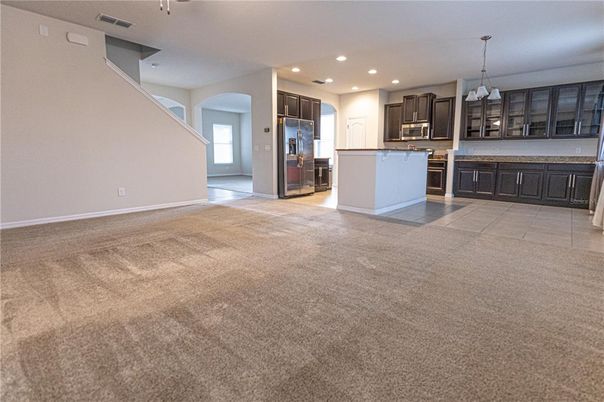 Empty room, Interior, Kitchen, Pendant Lights, Recessed Lighting